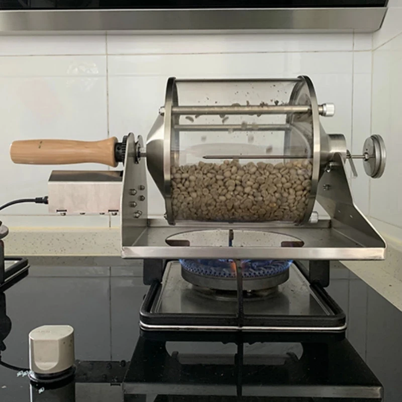 

110V/220V Small Household Fuel Gas Coffee Beans Baking Machine Direct Fire Roaster 400G Capacity Glass Transparent Visualization
