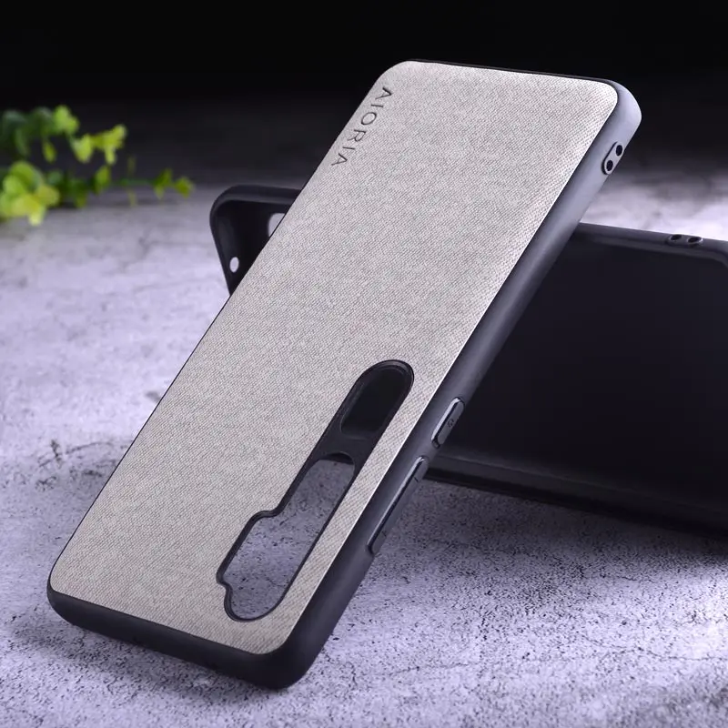 Light Gray Текстильный чехол для Xiaomi mi note 10 pro, Жесткий ПК+ Мягкий ТПУ+ текстильный кожаный чехол, чехлы для mi note 10 pro - Цвет: Light Gray
