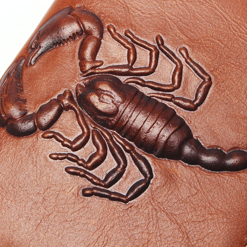 Мужской модный тисненый кошелек из натуральной кожи с узором скорпиона мужской