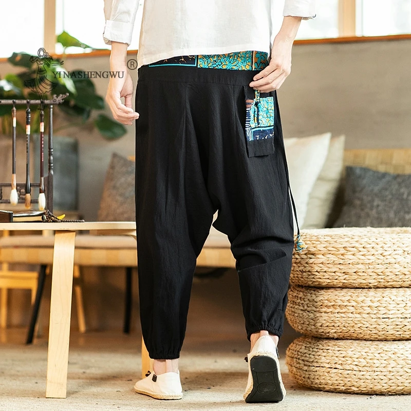 Мужские шаровары в японском стиле Kimonos Harajuku Yukata Beam Foot традиционные укороченные