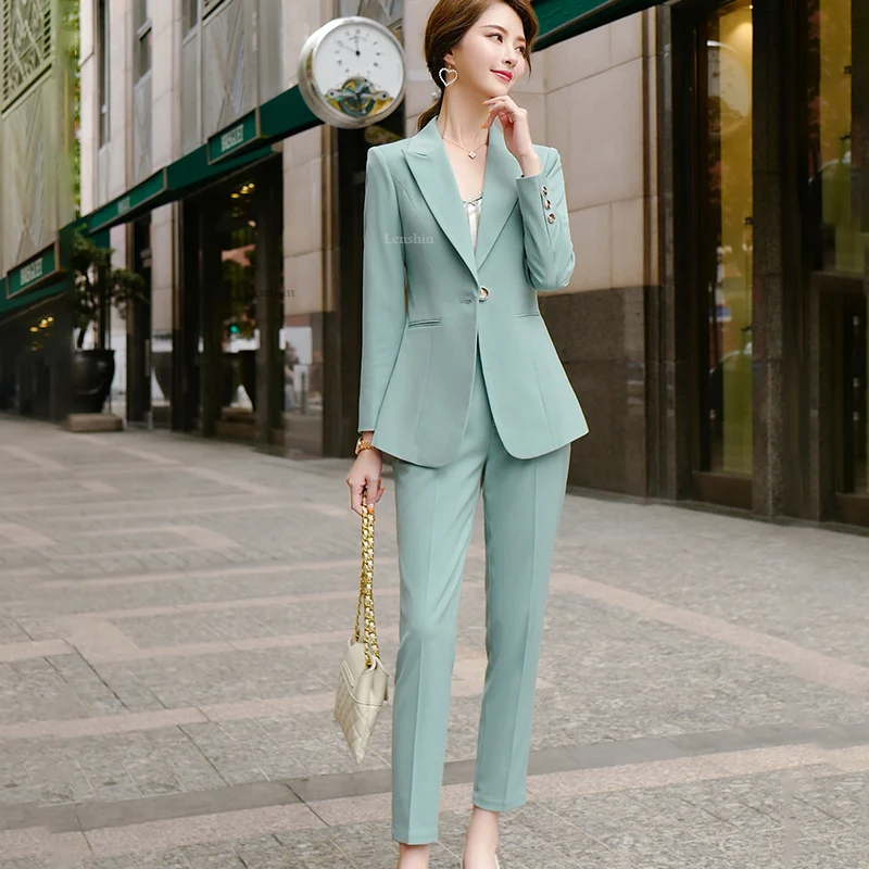 Женский комплект 2 шт. брючный костюм Lenshin Офисная Женская одежда для работы