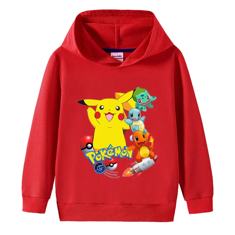 Толстовки Takara Tomy Pikachu для мальчиков Детские Рождественские топы Покемон девочек