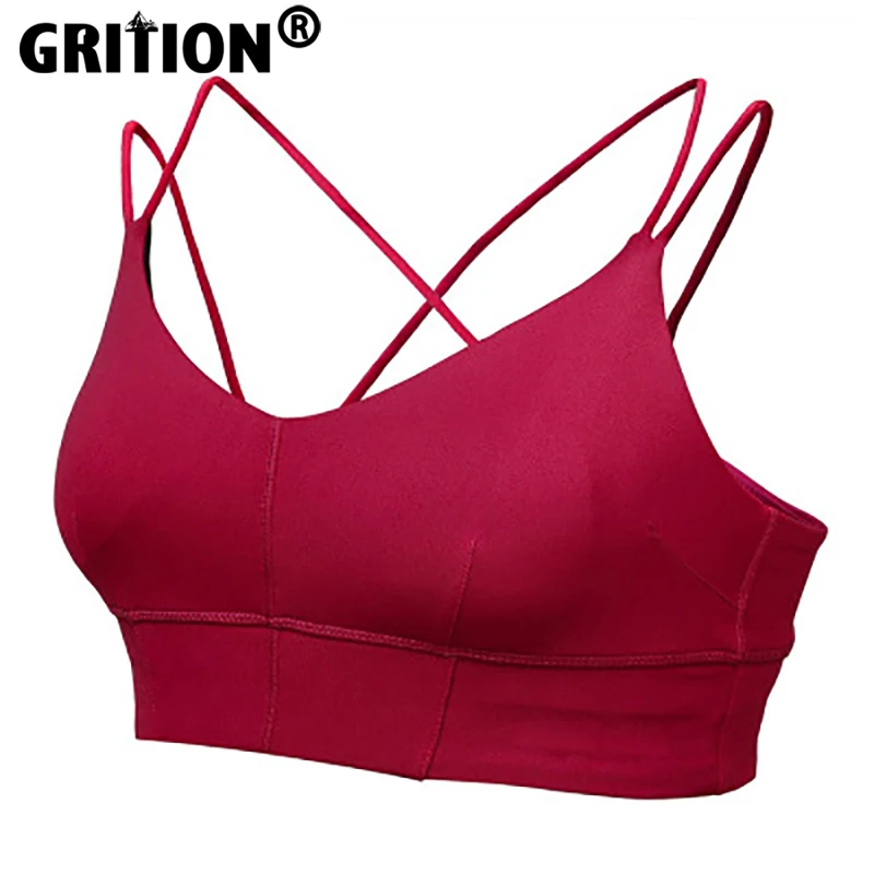 

GRITION Womens Yoga Bras Fitness Gym Girls Sports Cloth Fashion Breathable Cross Back Running Sexy White Plus Size 2021 Hot