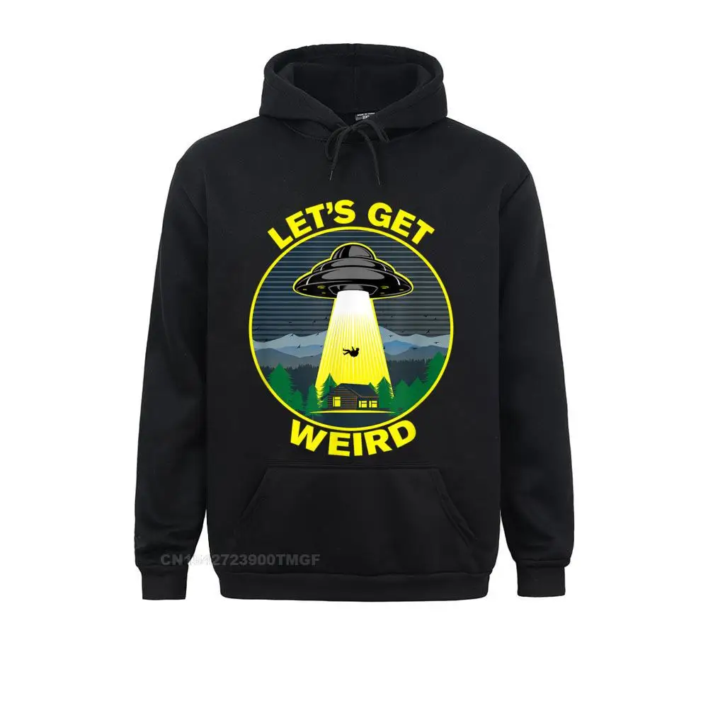 Hoodies Mens Sweatshirts Lets Get Weird Funny UFO Alien Abduction Vintage Oversized Hoodie Printed Sportswears Classic