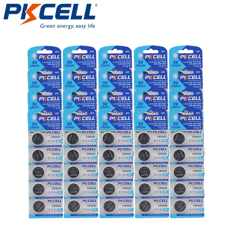 

100Pcs PKCELL CR2032 3V Lithium Button Battery BR2032 DL2032 ECR2032 CR 2032 Lithium Batteries for smart watch ,Deaf-aid