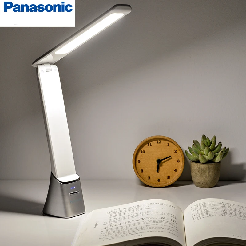 Panasonic светодиодный настольная лампа с сенсорным датчиком, Складная Настольная лампа, портативный USB Перезаряжаемый Настольный светильник, ночной прикроватный светильник s - Цвет корпуса: Серебристый