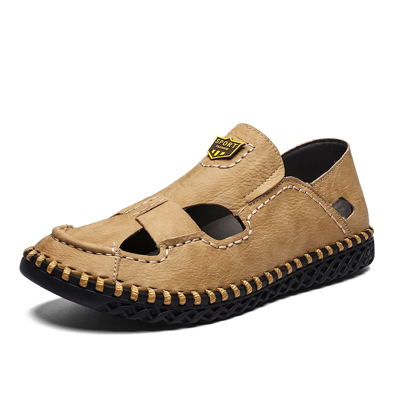 

New Fashion Men's Sandals Men Shoes Sandals Summer Leather Shoes Sandalias Hombre Sandals Flip Flops Slippers Male Beach Size 48