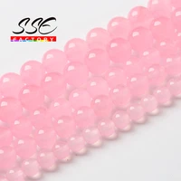 natural light pink jades beads stone round loose beads diy bracelet accessories for jewelry making 6 8 10 12 14mm 15 wholesale