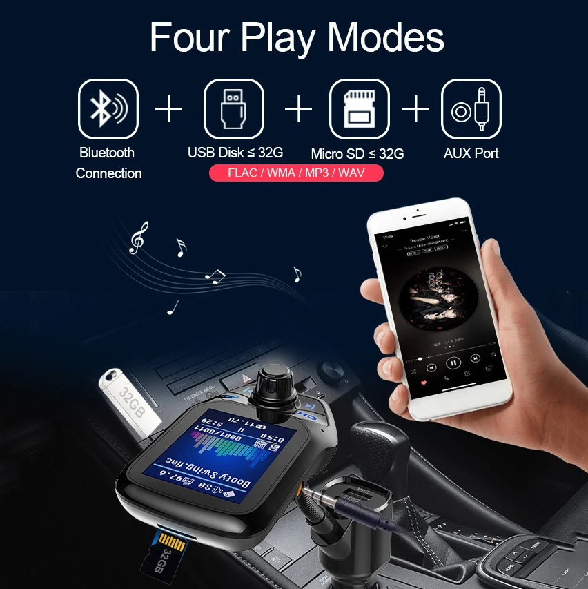 Автомобильный MP3-плеер 2020 приемник Bluetooth 5 0 FM-передатчик двойное зарядное