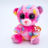 ty beanie boos big eyes stuffed animal colorful pink bear plush toy doll ornaments soft bedside toys doll gift for kids 15cm
