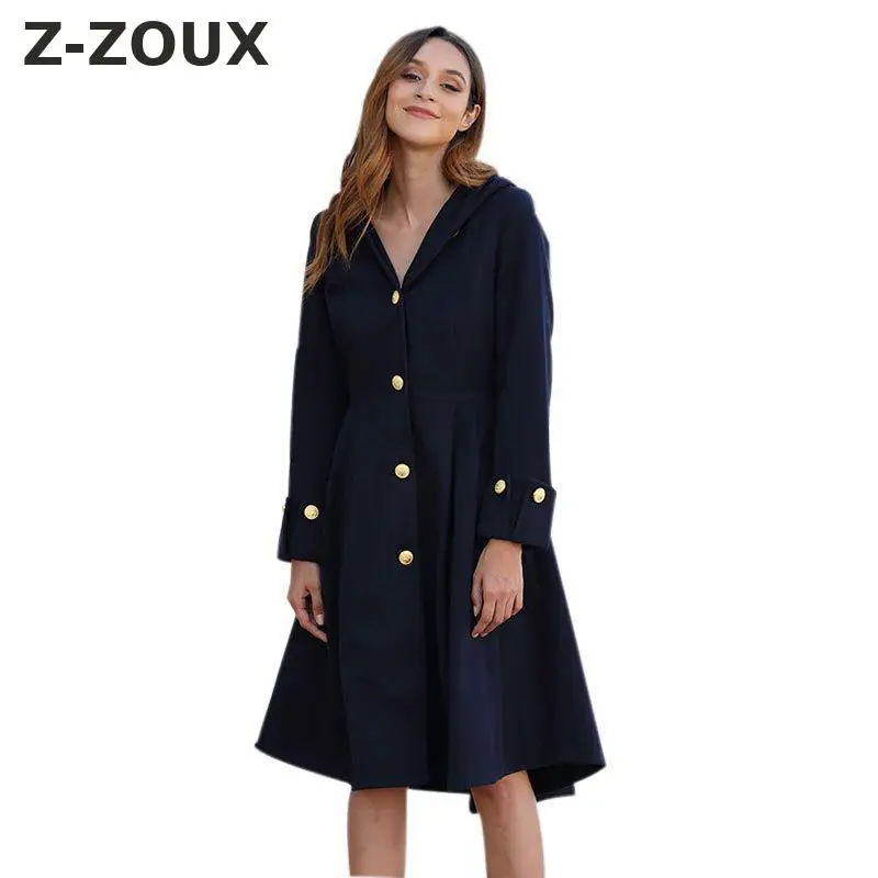 Z-ZOUX, Женское шерстяное пальто с капюшоном, длинный рукав, Зимняя шерстяная куртка, темпераментные шерстяные пальто, универсальные свободные длинные пальто, зимнее Новое