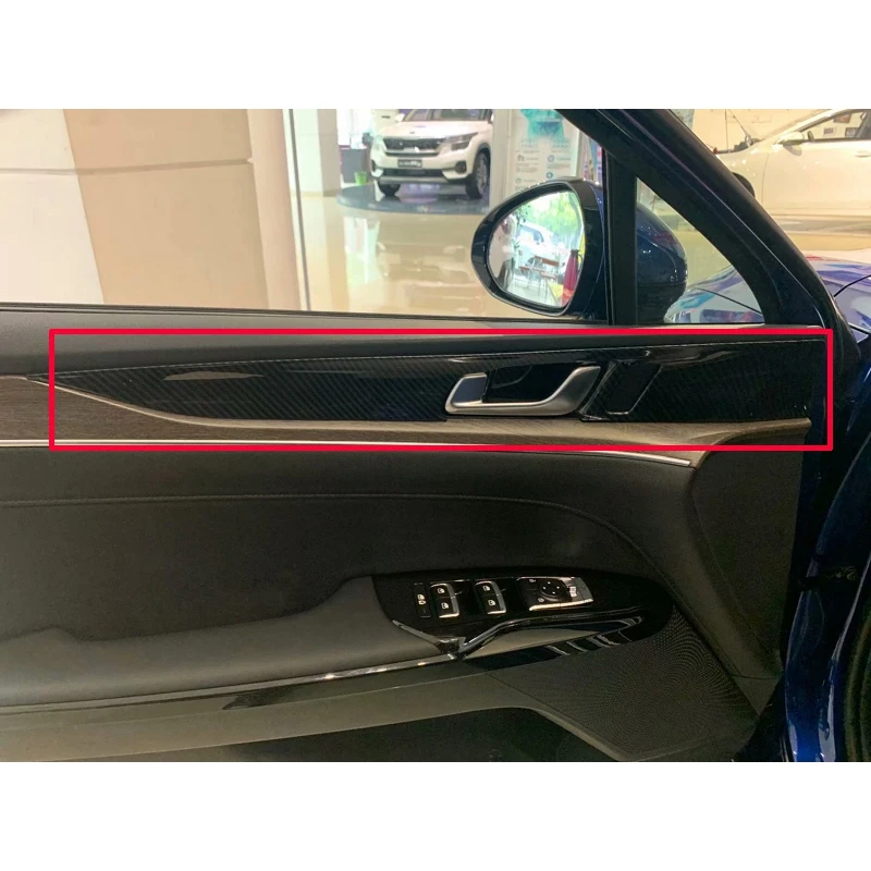 

Carbon Fiber Interior Door Handle Bowl Cover Trim Side Door Handle Protector for KIA Optima K5 2020 2021 LHD