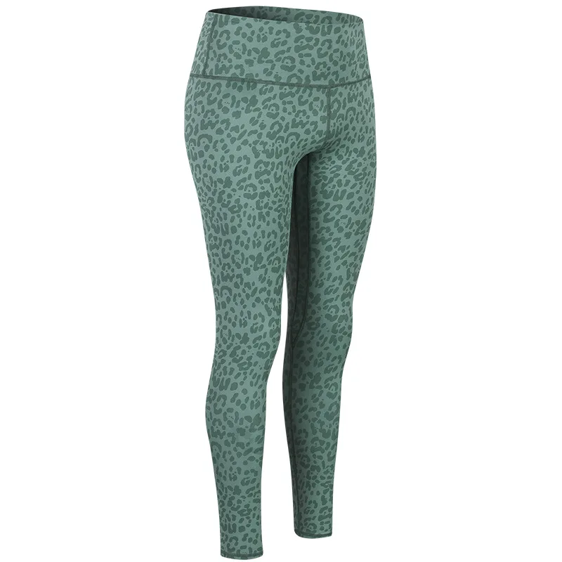 Euro Size Green Leopard Print Wome Sport Legging Premium Women High Waist Push Up Gym Tight Squat Proof Activewears Yoga Pant