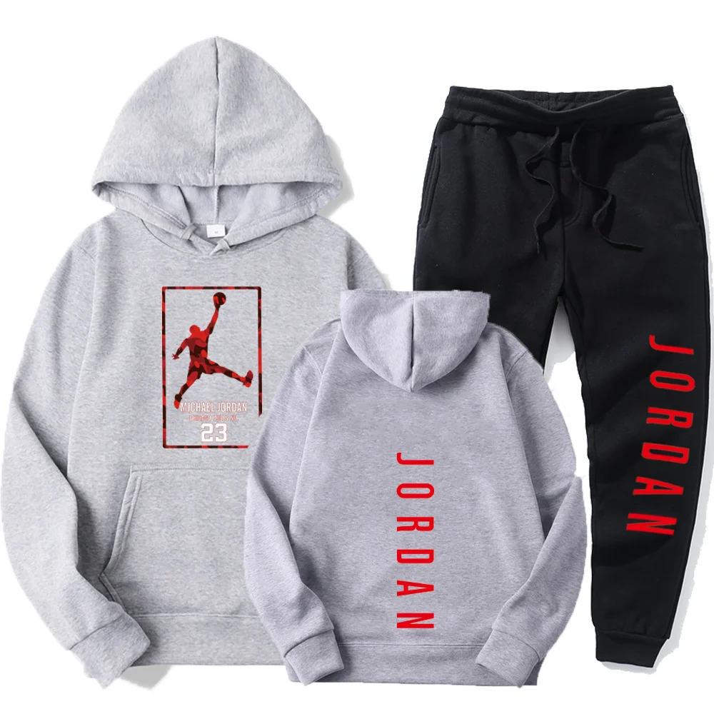 

Fashion men 2pcs sportswear hoodie + pants jogging pullover sportswear tracksuit casual wear for women size S-3XL