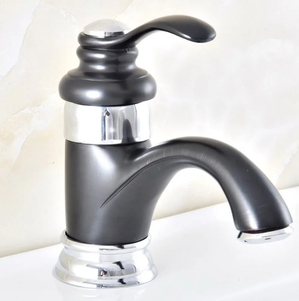 

Black Oil Rubbed Bronze Silver Polished Chrome Brass Single Handle Bathroom Faucet Sink Basin Cold / Hot Mixer Tap anf305