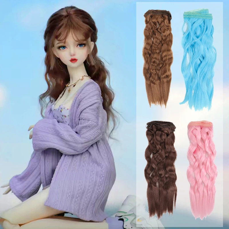 

BJD Dolls Wigs Short Curly Natural Head Hair DIY Hairline 15CM 25CM Black White Pink Grey High Temperature Fiber Silk Weft