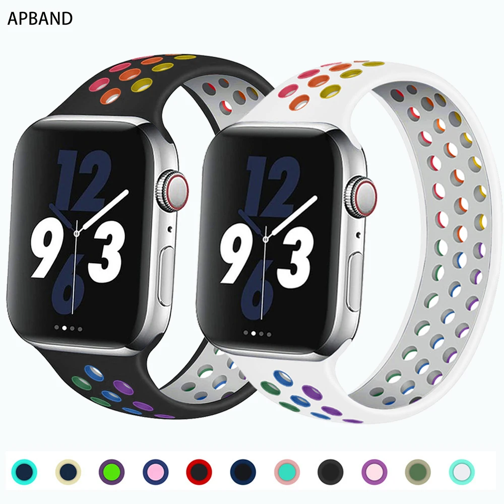 Ремешок Solo Loop для Apple Watch Band 44 мм 40 38 42 Воздухопроницаемый Силиконовый эластичный