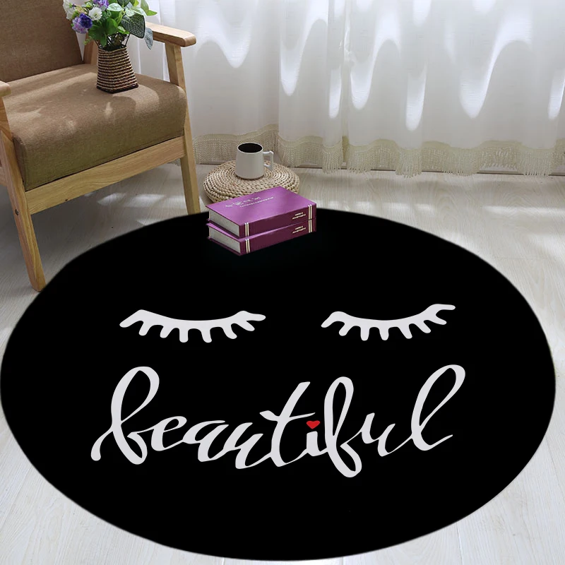 

Fashion Eyelashes Soft Round Carpet Modern Home Decor Floor Rug Bedroom Anti-slip Play Mats for Children Chair