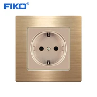 fiko 16a eu standard wall socket luxury power outlet stainless steel brushed silver panel electrical plug ac 110250v