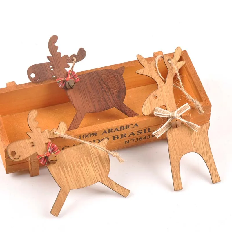 Милые деревянные рождественские украшения с оленями подвесные Подвески для елки