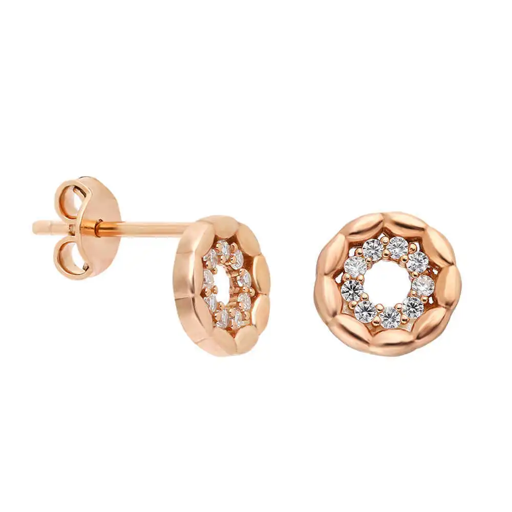 

Zircon Stone Round Design Roz Color 925 Sterling Silver Earrings