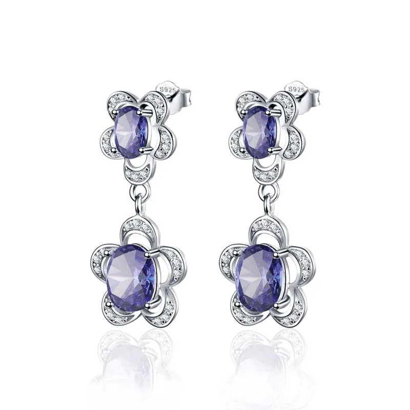 Tanzanite Куололит зултанит драгоценный камень серьги гвоздики для женщин Твердые 925 пробы Серебряный Цвет Изменение диаспор камень серьги хорошее ювелирное изделие - Цвет камня: Tanzanite