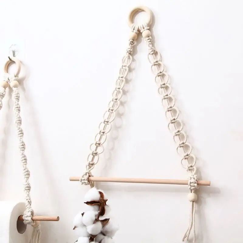 Nordic Macrame настенная подвесная деревянная Stick держатель для туалетной бумаги