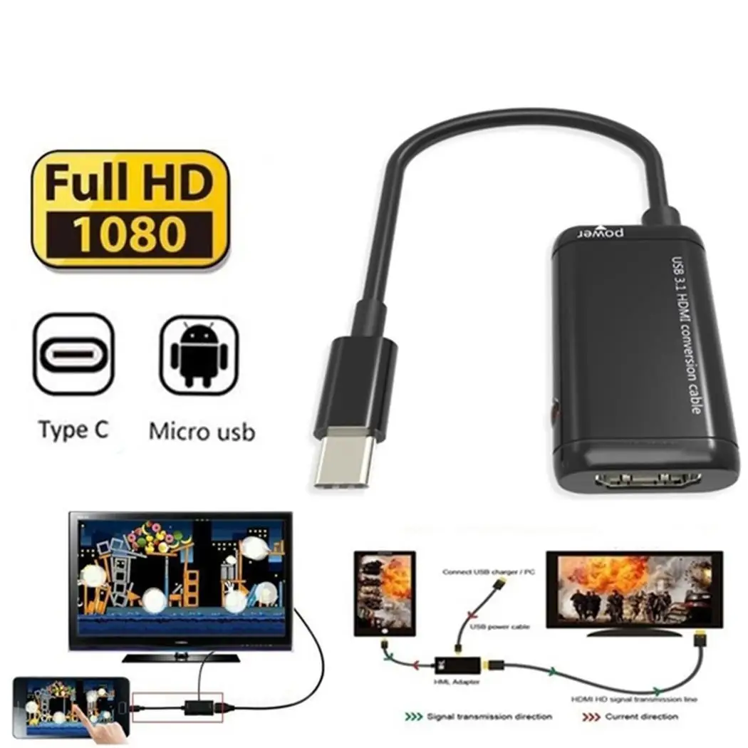 Мини USB3.1 к HD мультимедийный интерфейс 20 65 конвертер адаптер HDTV кабель см/7 9