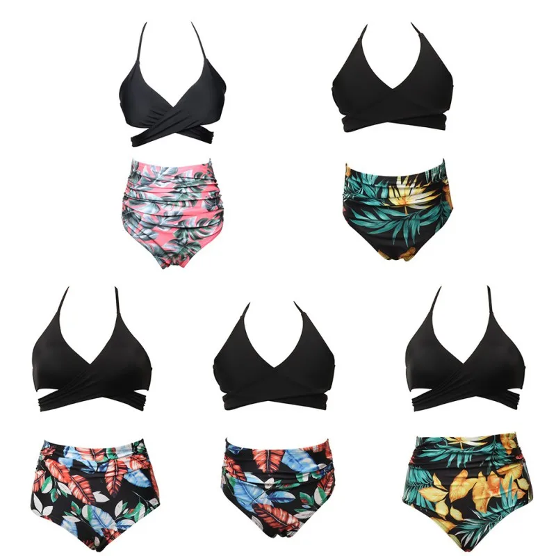 1Set Forzero Swimwear Summer Family Matching Swimsuit Printed High Waist Bikini Leggings Women Beachwear