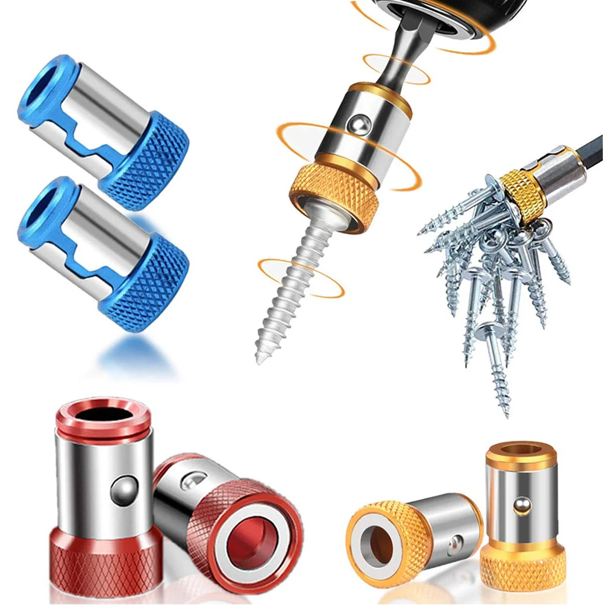 

2pcs Magnetic Screw Ring Bits Universal Magnetizer Home Garden Tool 1/4” For 6.35mm Shank Magnet Powerful Ring