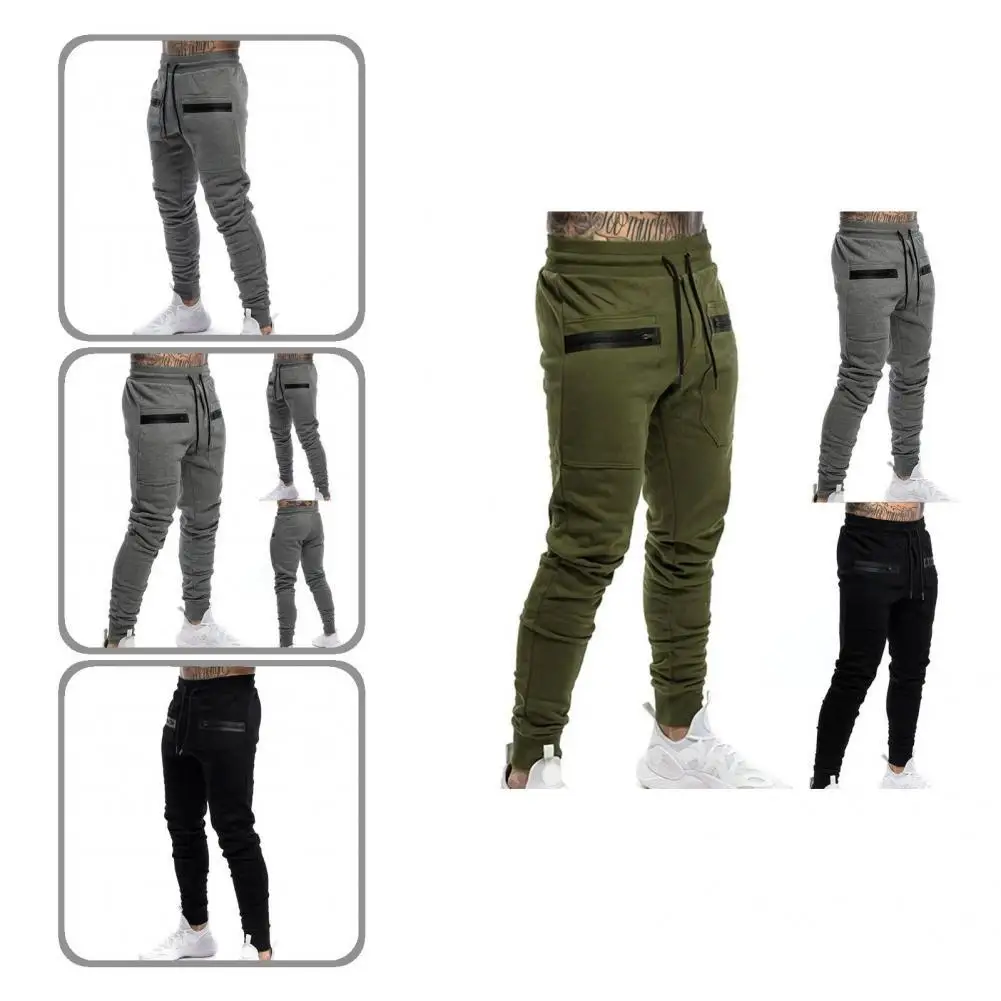 

Breathable Ribbed Ankle Solid Color Sports Casual Trousers for Running