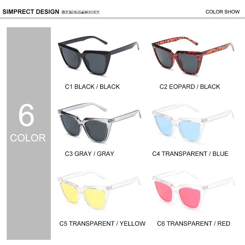 

SIMPRECT Cat Eye Sunglasses Women 2020 Retro Oversized Sunglasses Fashion Brand Big Sun Glasses Vintage UV400 Shades For Women
