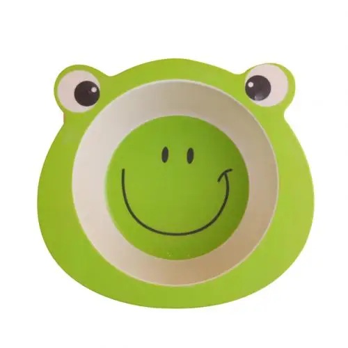 Frog Миска для новорожденных, мультяшная посуда в виде животных, тарелка для кормления, детское блюдо из бамбукового волокна, столовые приборы, посуда для детского питания - Цвет: Frog