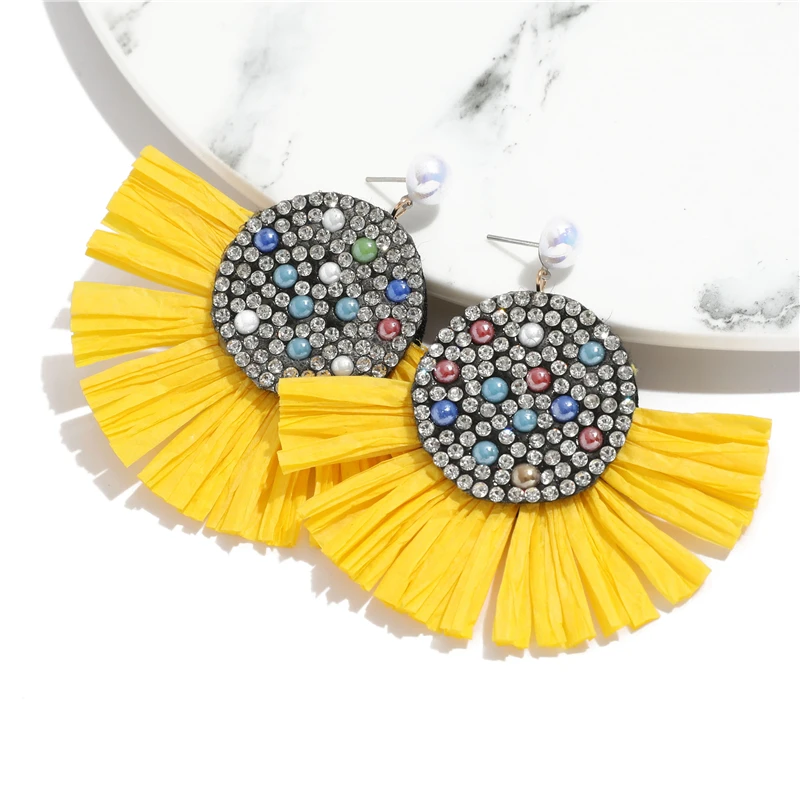 

Bohemian Beaded Tassel Earrings Handmade Beads Drop Dangle Earrings For Women Statement Earrings Big Jewelry Brincos