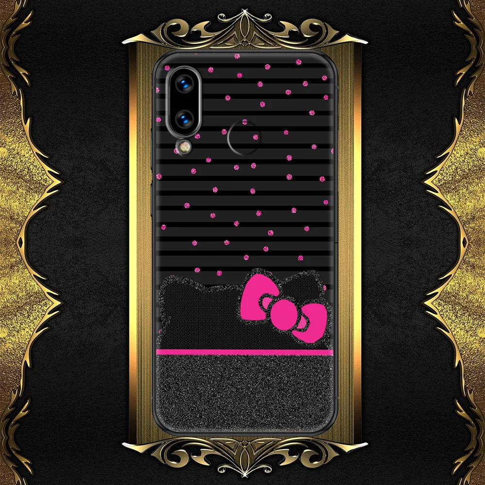 

Leopard hello-compatible-Kitties Phone case For Huawei Honor 6 7 8 9 10 10i 20 A C X Lite Pro Play black soft Etui pretty back