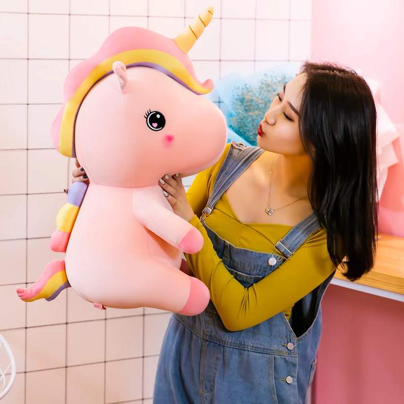 

Hot 1PC 65CM CMUnicorn Plush Doll Soft Stuffed Animals Toy Child Gift Cute Colorful Horse Toys For Kids Birthday Christmas Gifts