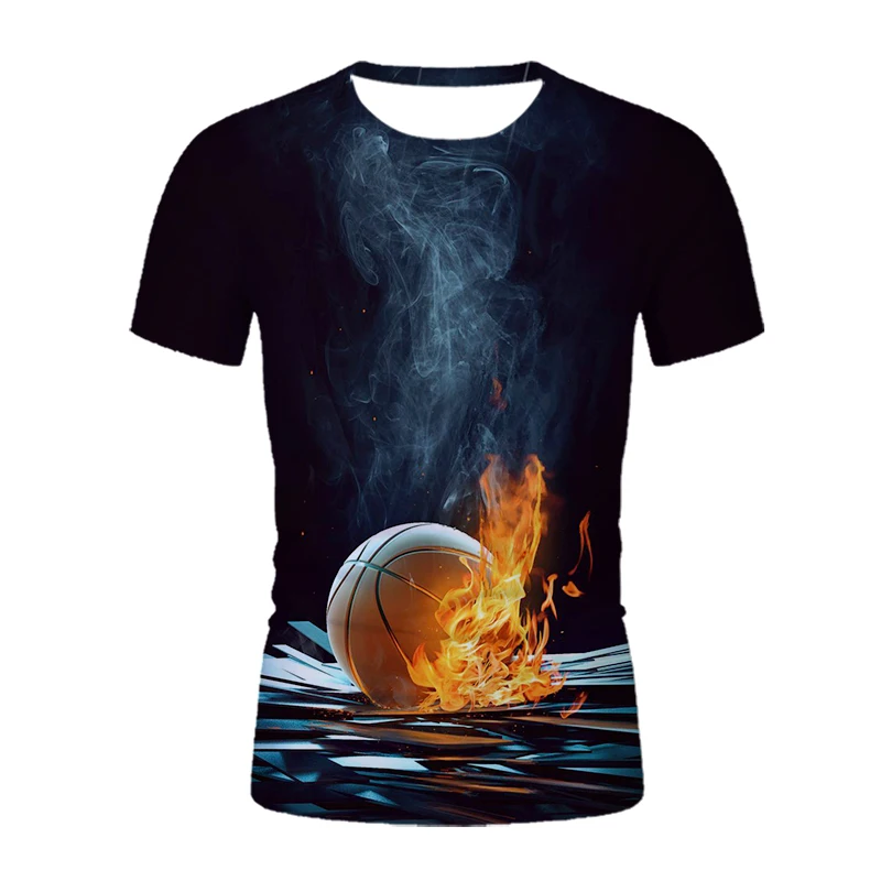 

Men's New Summer Fashion Sports 3D T-Shirt Blue Flame Dragon Fun Design Men's Print T-Shirt Loose Cool Basketball Tops XXS-6XL