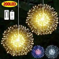 200 led firework string lights 8 modes explosion star copper wire fairy light decoration lamp remote control light xmas decor