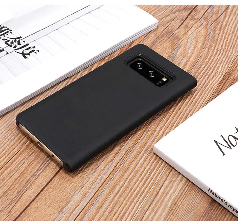 Умные зеркальные флип чехлы для телефонов Samsung Galaxy S9 S10 Plus Note 8 9 чехол с полным