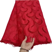 african lace fabric 2021 high quality red color nigerian guipure cord embroidery swiss voile lace fabric for sewing clothes