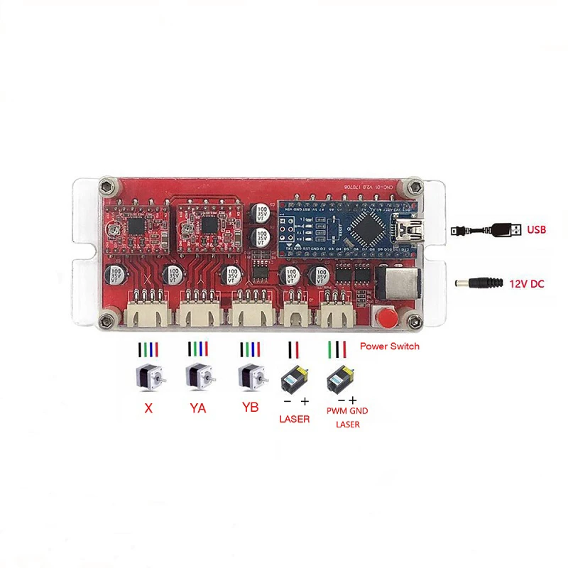 USB XY 2 оси плата управления лазерный драйвер ЧПУ лазерный резак гравировальный станок часть шагового двигателя драйвер двойной оси Y управление Лер