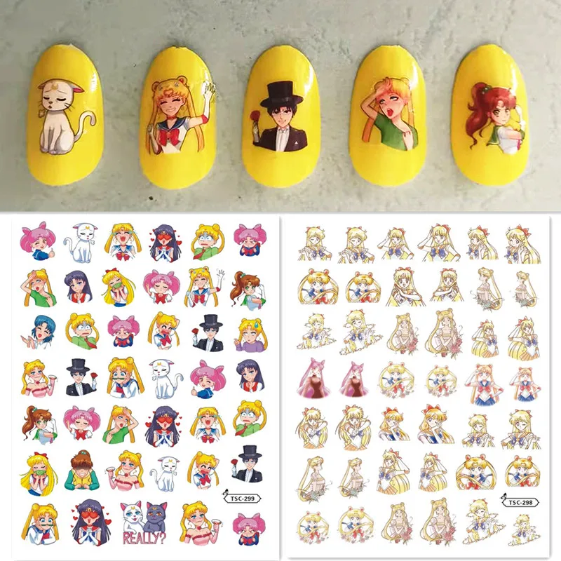 

Newest 3D Japanese Anime Design Self Adhesive Decal Stamping DIY Decoration Tools Nail Stickers TSC 297 298