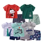 Детская одежда, летние костюмы с коротким рукавом, одежда для маленьких девочек, Женский комплект из 2 предметов для маленьких мальчиков, футболки и шорты из чистого хлопка