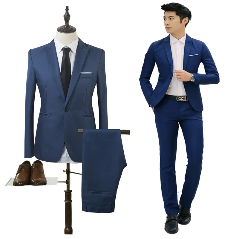 

Mens Suits Groom Tuxedos Spring Autumn Youth Student Leisure Two Pieces Suit Slim Fit Best Man Suits (Jacket+Pant) 6XL Wholesale