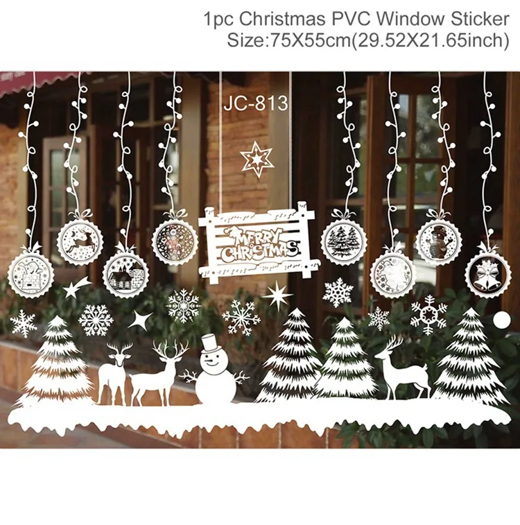 christmas sticker E FENGRISE Рождественское украшение для окна дома рождественские наклейки декор Рождественские украшения Рождественские подарки год - Цвет: christmas sticker E