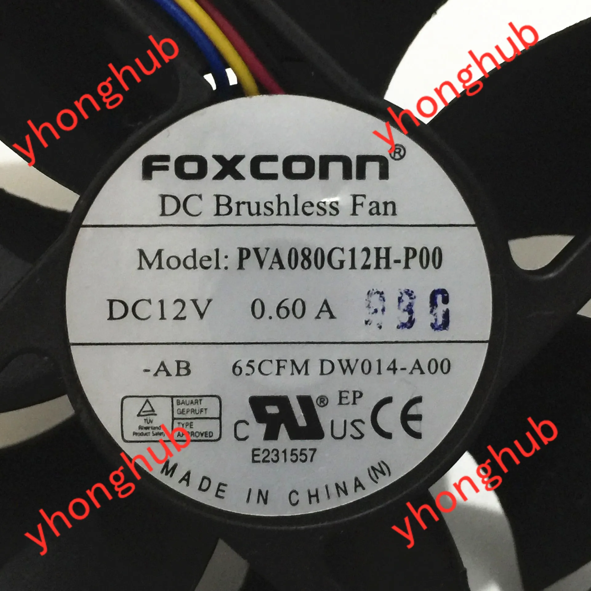 Фото Охлаждающий вентилятор для сервера Foxconn PVA080G12H-P00, 12 В постоянного тока, 0,60 А, 80x80x25 мм, 4-проводной №1