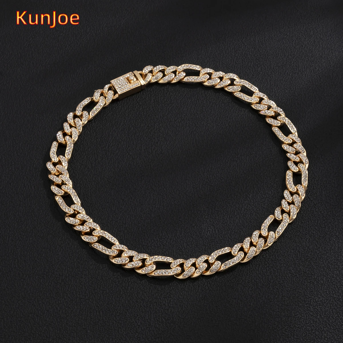 

KunJoe Hip Hop Iced Out Crystal Rhinestone Necklace Miami Curb Cuban Chain Bling Necklace For Men Rapper Jewerly Choker Gifts
