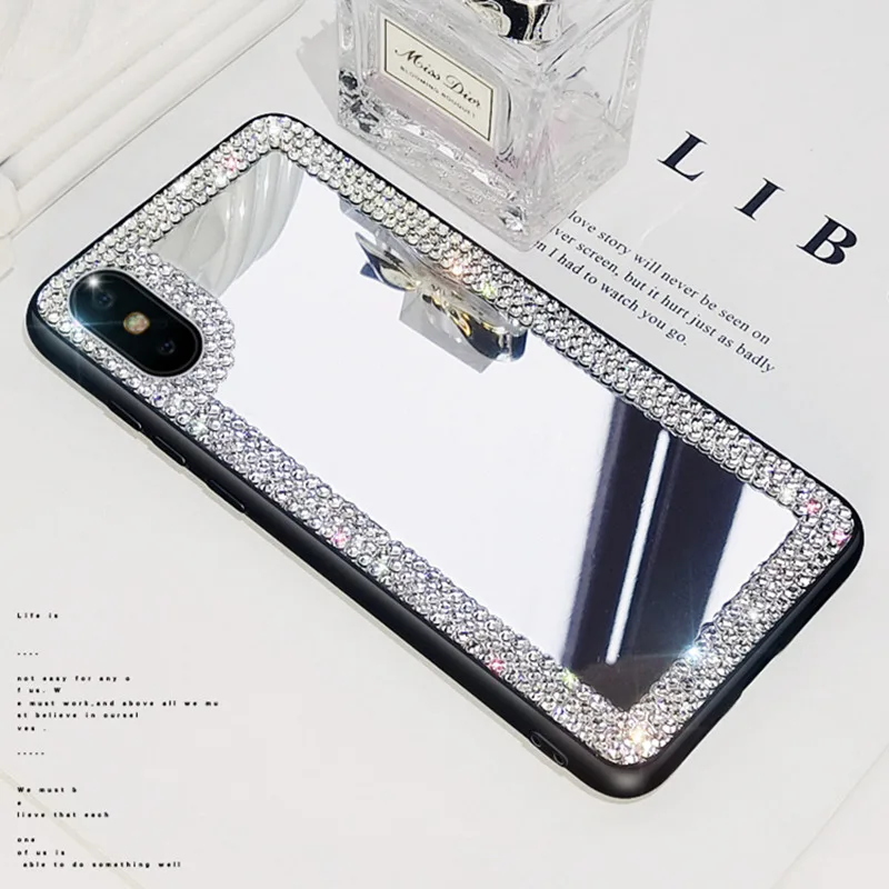 Роскошный Алмазный зеркальный телефонный чехол со стразами для iPhone 11 Pro Max X XR XS 12