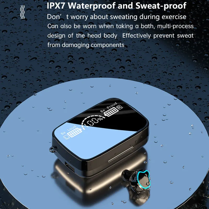

TWS Wireless Bluetooth 5.1 Headphones Mirror Screen Display Touch Stereo Earphones Waterproof Binaural HD Call Headset Earbuds
