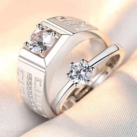 couple open ring classic six claw zircon elegant and exquisite bright design mens and womens party engagement jewelry